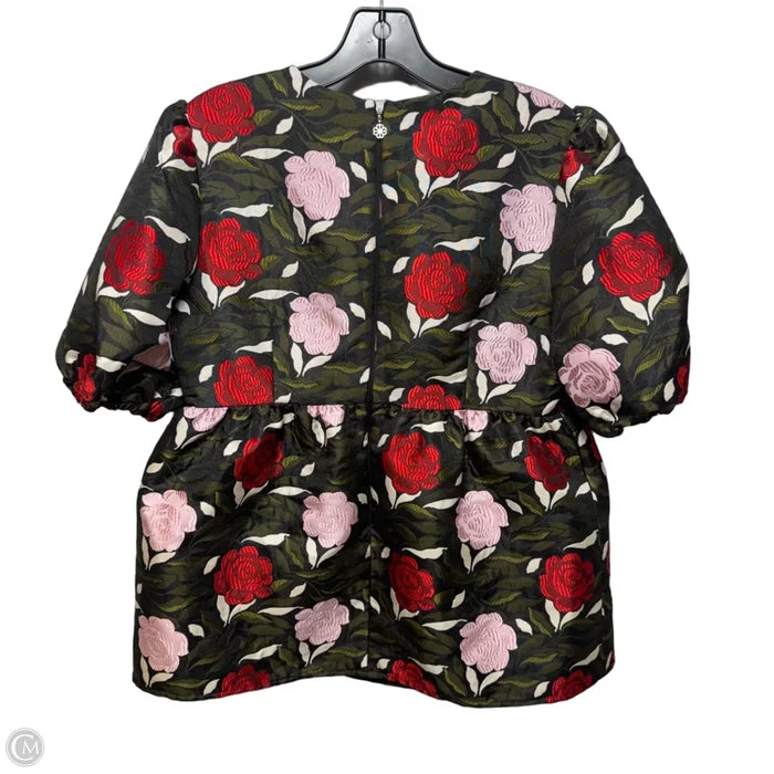 Jacquard Top Short Sleeve Designer By Kate Spade In Floral Print, Size: 10