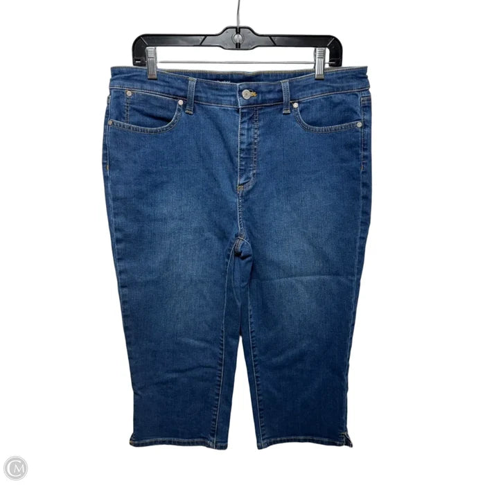 Jeans Flawless Pedal Pusher Cropped By Talbots In Blue Denim, Size: 12