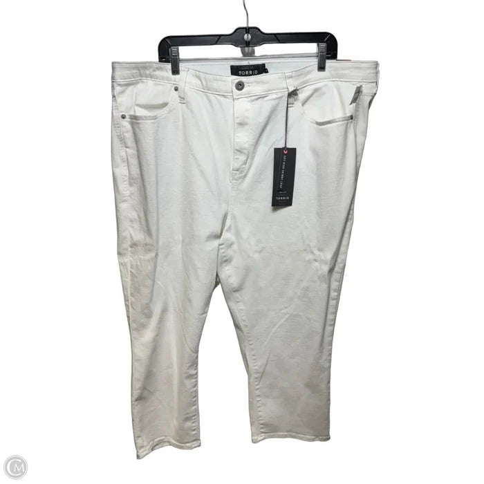 Jeans Soft Sky High Cropped By Torrid In Optic White, Size: 24