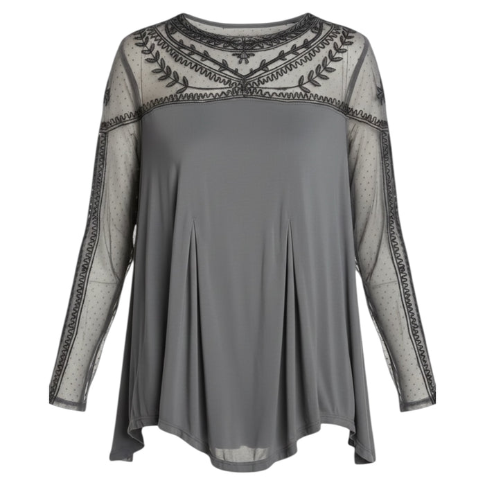 Jojo Mixed Media Long Sleeve Tee By Free People In Grey, Size: S (estimate)
