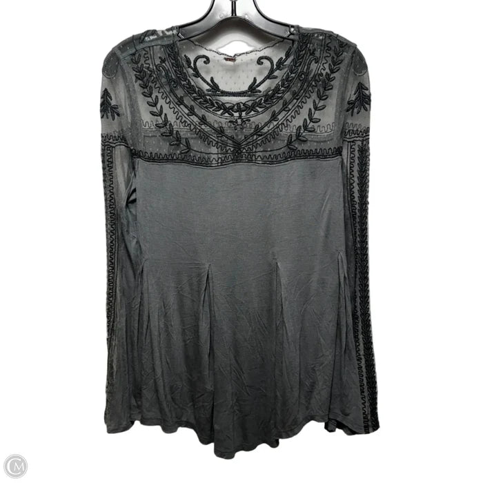 Jojo Mixed Media Long Sleeve Tee By Free People In Grey, Size: S (estimate)