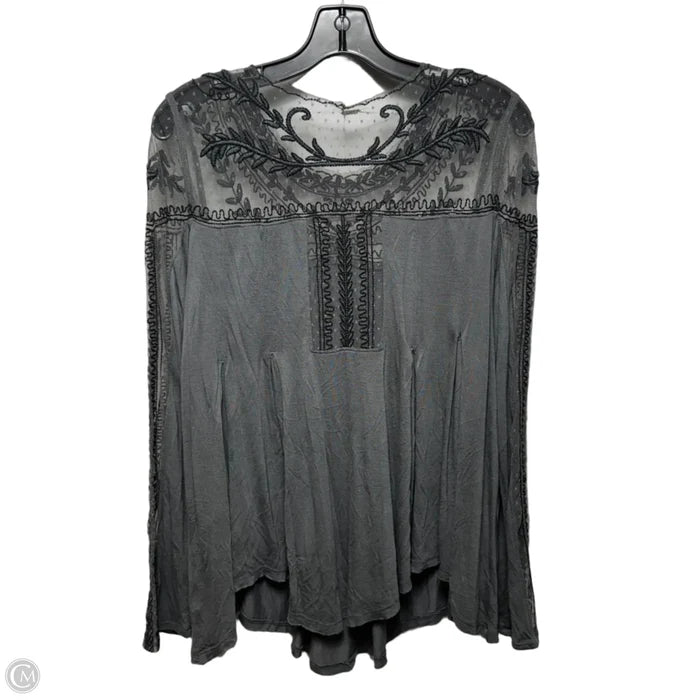 Jojo Mixed Media Long Sleeve Tee By Free People In Grey, Size: S (estimate)