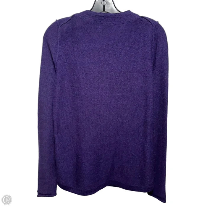 Keyhole Wool Blend Sweater Designer By Tory Burch In Purple, Size: Xs