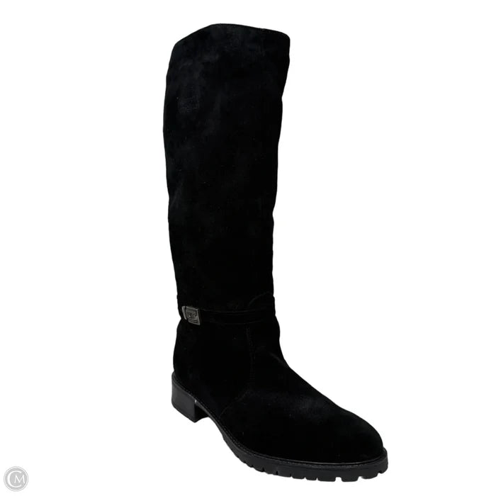 Kira Suede Boots Knee Flats By Palmroth Original In Black, Size: 10