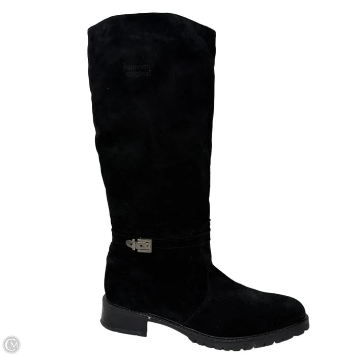 Kira Suede Boots Knee Flats By Palmroth Original In Black, Size: 10