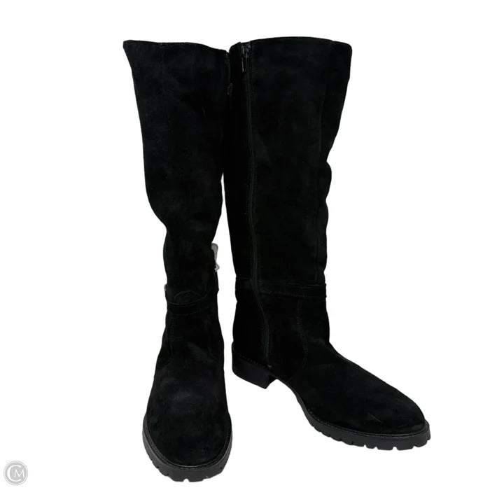 Kira Suede Boots Knee Flats By Palmroth Original In Black, Size: 10