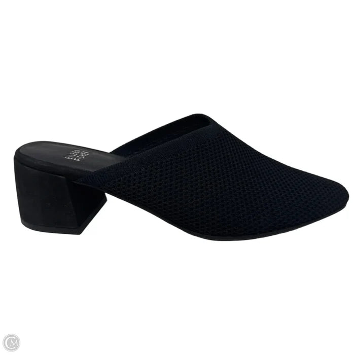 Knit Block Heel Mules Shoes By Eileen Fisher In Black, Size: 8