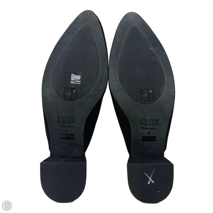 Knit Block Heel Mules Shoes By Eileen Fisher In Black, Size: 8