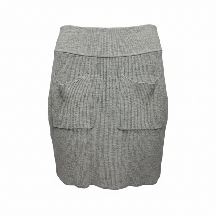 Knit Pocket Mini Skirt By Aritzia X Wilfred In Grey, Size: L