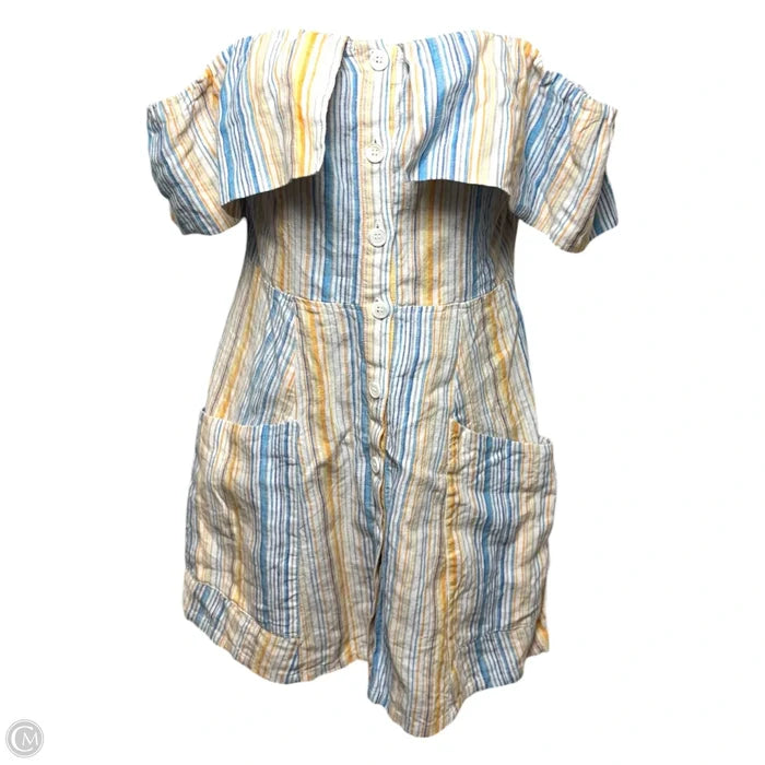 Landy Linen Off-The Shoulder Mini Dress By Reformation In Striped Pattern, Size: 4