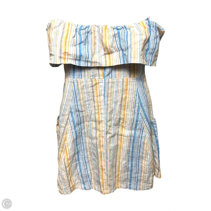 Landy Linen Off-The Shoulder Mini Dress By Reformation In Striped Pattern, Size: 4