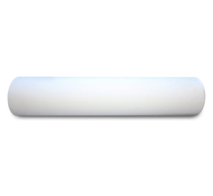 Turmerry latex body pillow with white cover displayed horizontally on white background.