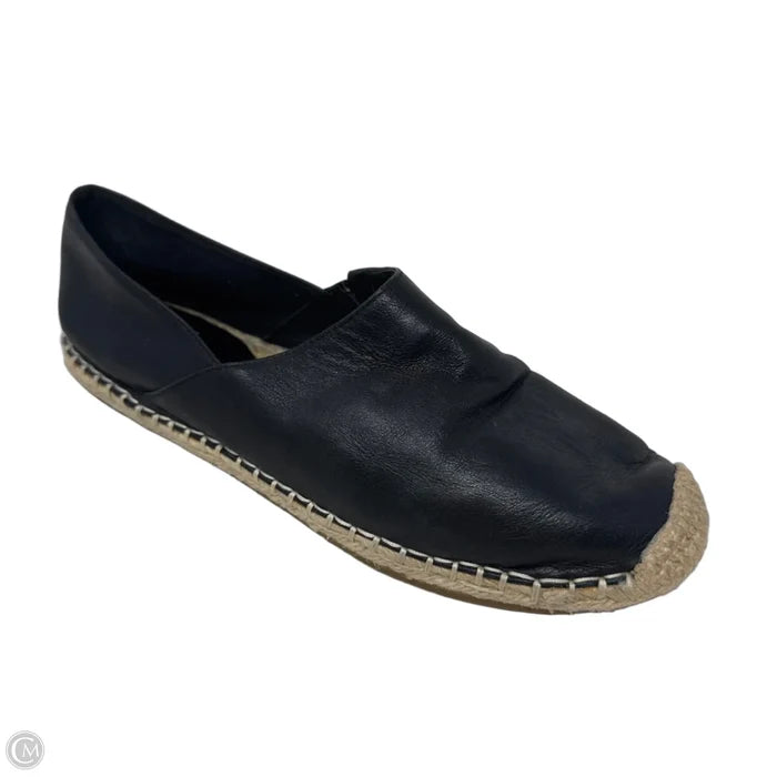 Leather Espadrille Shoes Flats By Eileen Fisher In Black, Size: 7