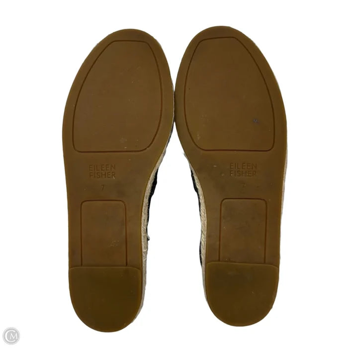 Leather Espadrille Shoes Flats By Eileen Fisher In Black, Size: 7