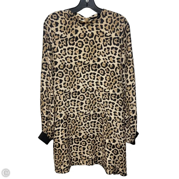 Leopard Print Silk Charmeuse Bishop Sleeve Dress By ATM In Animal Print, Size: M (estimated)