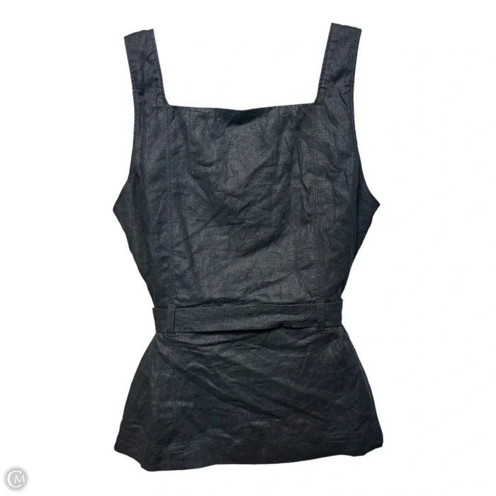 Linen Blend Belted Top Sleeveless By Ann Taylor In Black, Size: 2