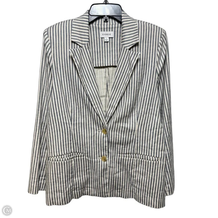 Linen Blend Blazer By Evereve In Striped Pattern, Size: S