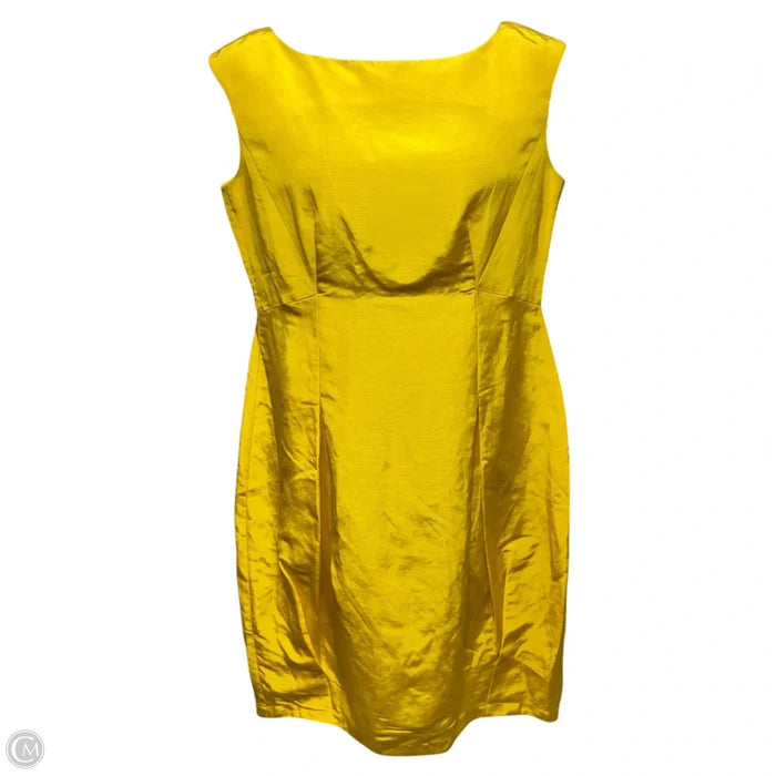 Linen Blend Dress Designer By Lafayette 148 In Yellow, Size: 12