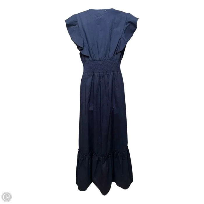 Long Smocked Waist Dress In Volume By Molly Bracken In Navy, Size: S