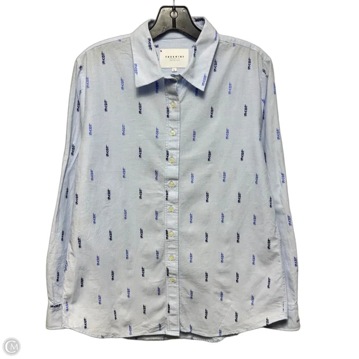 Love Collared Top Long Sleeve By The Shirt In Blue, Size: L