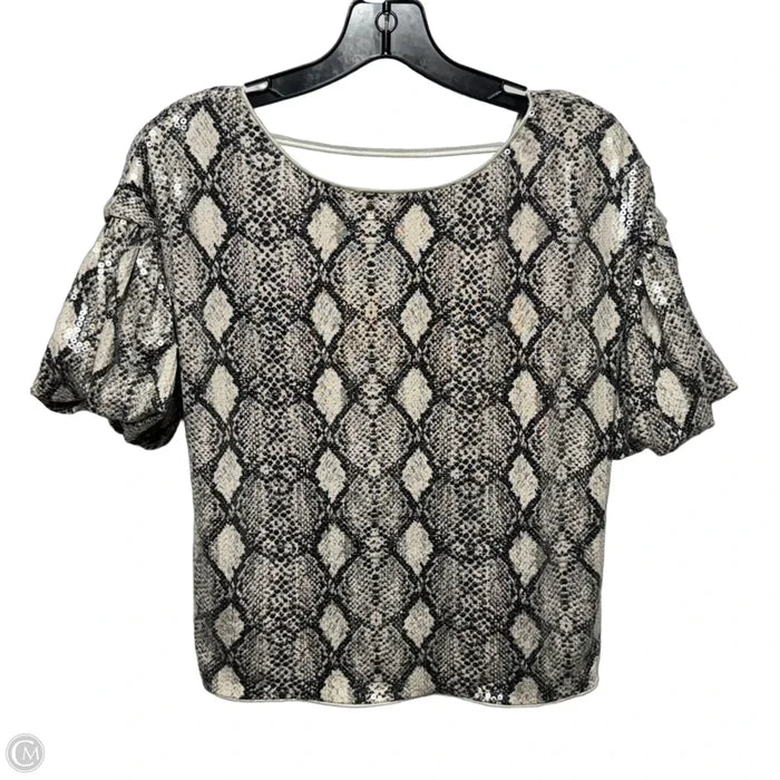Low Back Sequin Top Short Sleeve By Fate In Snakeskin Print, Size: S