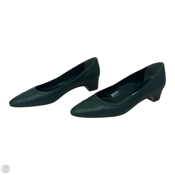 Lusilapla Block Heel Shoes Luxury Designer By Manolo Blahnik In Green, Size: 39.5