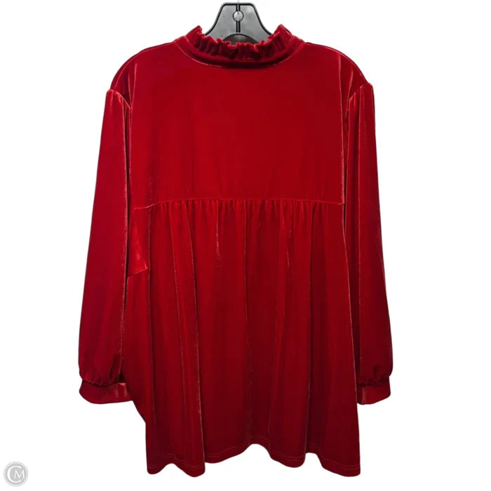 Magic Moments Velvet Top Long Sleeve By John Mark In Red, Size: 1x