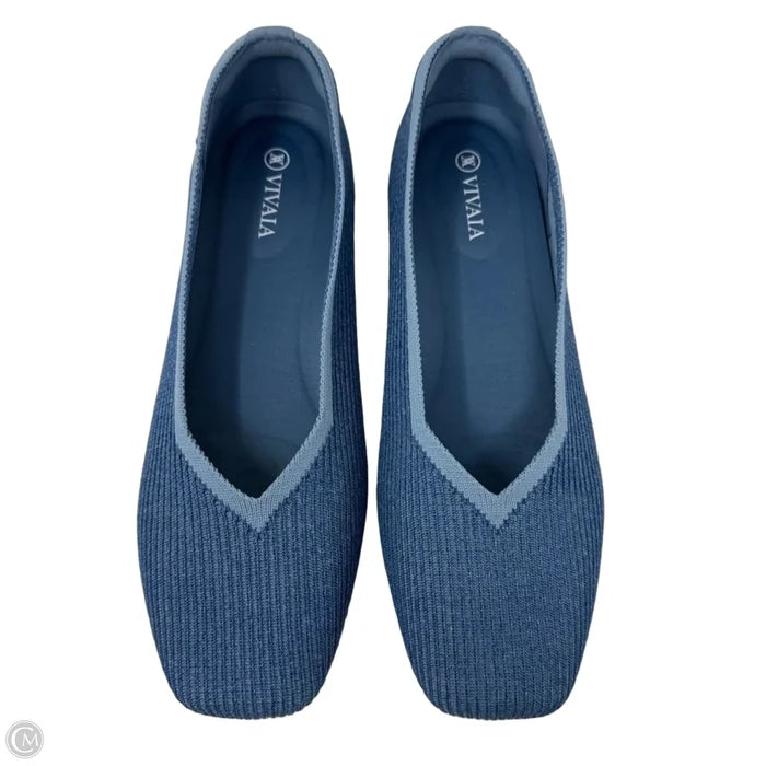Margot Square-Toe V-Cut Flats By Vivaia In Blue, Size: 8.5 (39)