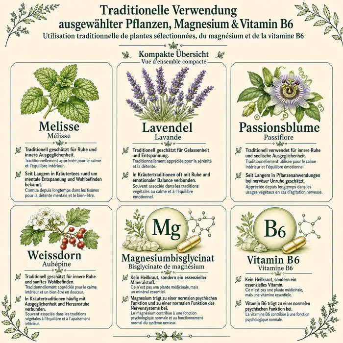 Traditionelle Verwendung der Inhaltsstoffe von Mental essentia