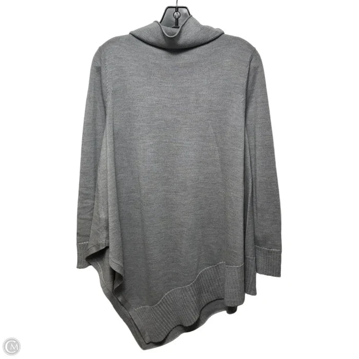 Merino Wool Sweater Tunic Long Sleeve By Eileen Fisher In Grey, Size: S