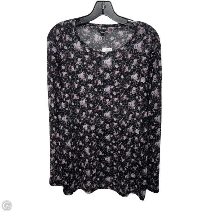 Mesh Top Long Sleeve By Torrid In Floral Print, Size: 3x