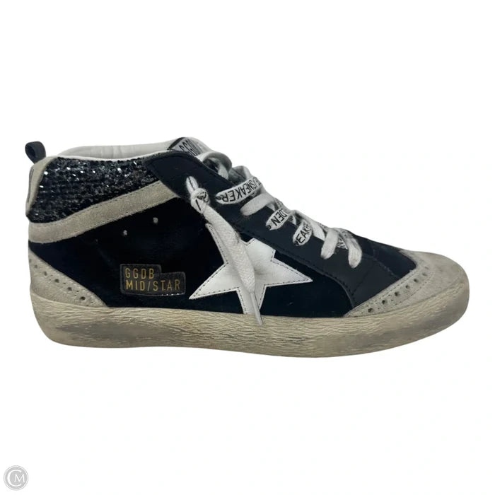 Mid Star Sneakers Shoes Luxury Designer By Golden Goose In Black & White, Size: 7 (37)