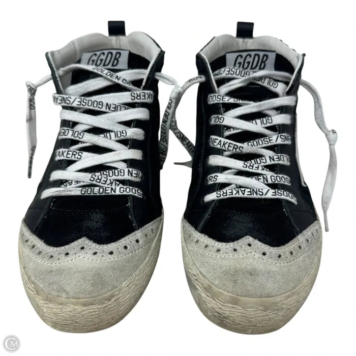 Mid Star Sneakers Shoes Luxury Designer By Golden Goose In Black & White, Size: 7 (37)