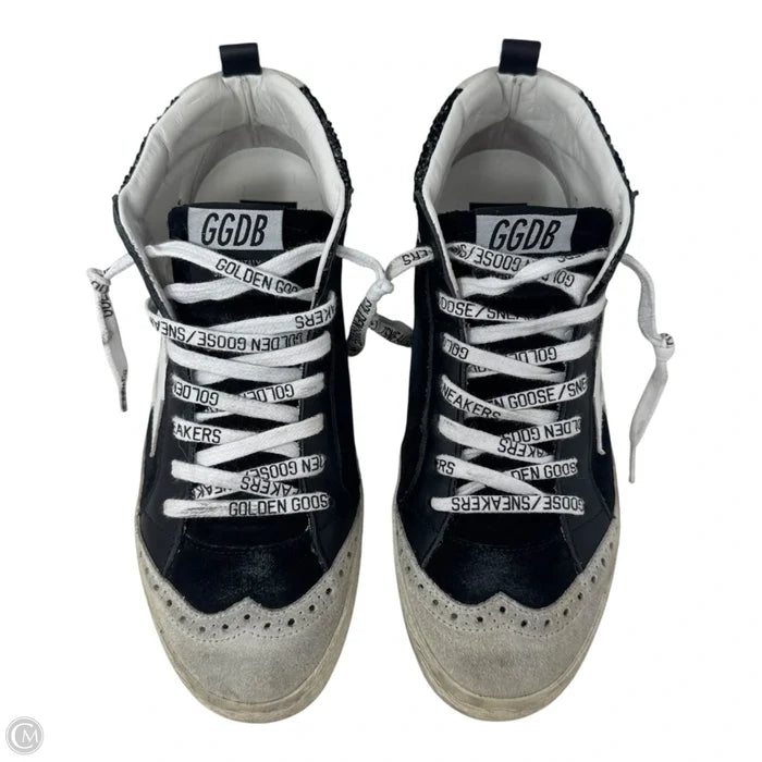 Mid Star Sneakers Shoes Luxury Designer By Golden Goose In Black & White, Size: 7 (37)