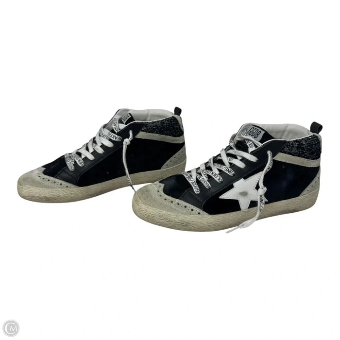 Mid Star Sneakers Shoes Luxury Designer By Golden Goose In Black & White, Size: 7 (37)