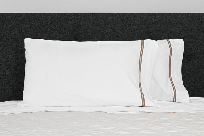 Pillowcase Pair (Standard) / White/Brown