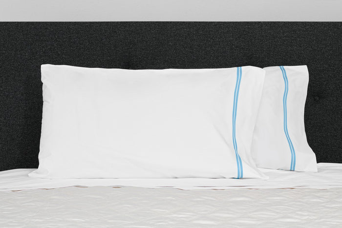 Pillowcase Pair (Standard) / White/Cerulean Blue