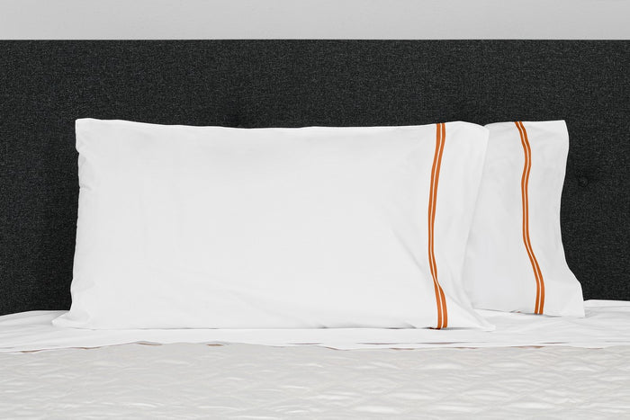 Pillowcase Pair (Standard) / White/Rust