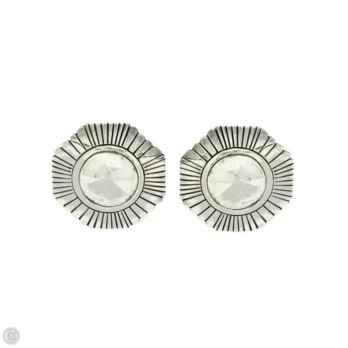 Navajo Sterling Silver Sunburst Post Earrings By Calvin Peterson