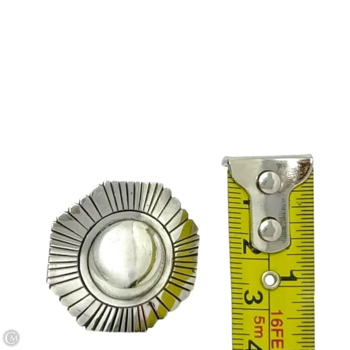 Navajo Sterling Silver Sunburst Post Earrings By Calvin Peterson