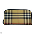 Nova Check Zip Around Wallet Luxury Designer By Burberry, Size: Large