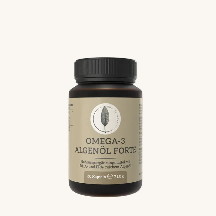 Natura Nova Omega 3 Algenoel Forte vegane Kapseln mit DHA und EPA Frontansicht