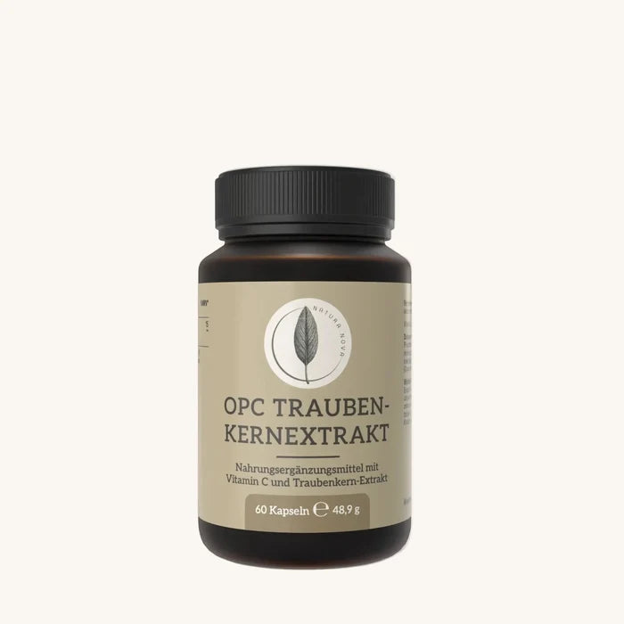 Natura Nova OPC Traubenkern-Extrakt Kapseln mit natürlichem Vitamin C Frontansicht