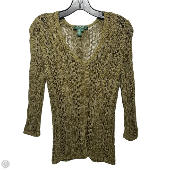 Open Knit Cotton Sweater By Lauren By Ralph Lauren In Green, Size: Sp