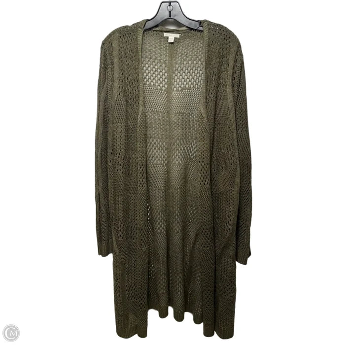 Open Knit Duster Sweater Cardigan By Chico’s In Green, Size: 22