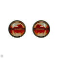 Orange & Gold Round Stud Earrings