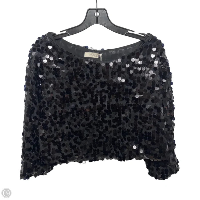 Paillette Top Long Sleeve By Astrid In Black, Size: M/L