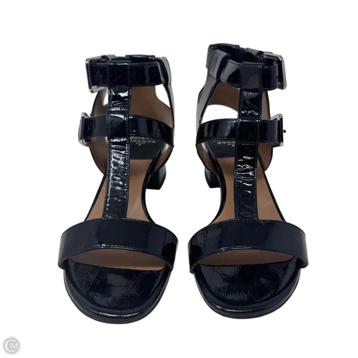 Patent Buckle Sandals Heels Block By Lauren Dacade In Black, Size: 7.5 (37.5)