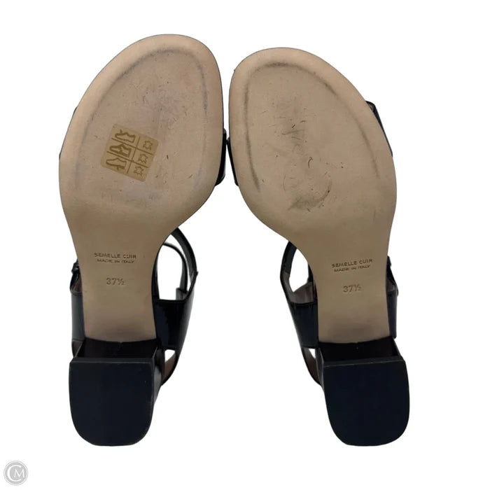 Patent Buckle Sandals Heels Block By Lauren Dacade In Black, Size: 7.5 (37.5)