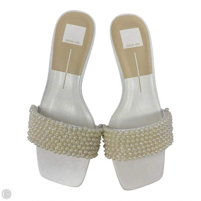 Pearl Embellished Shoes Heels Kitten By Dolce Vita In Cream, Size: 9